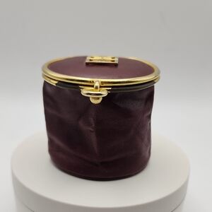 Givenchy 4 G Elegant Burgundy Leather Coin Pouch with Gold Accents